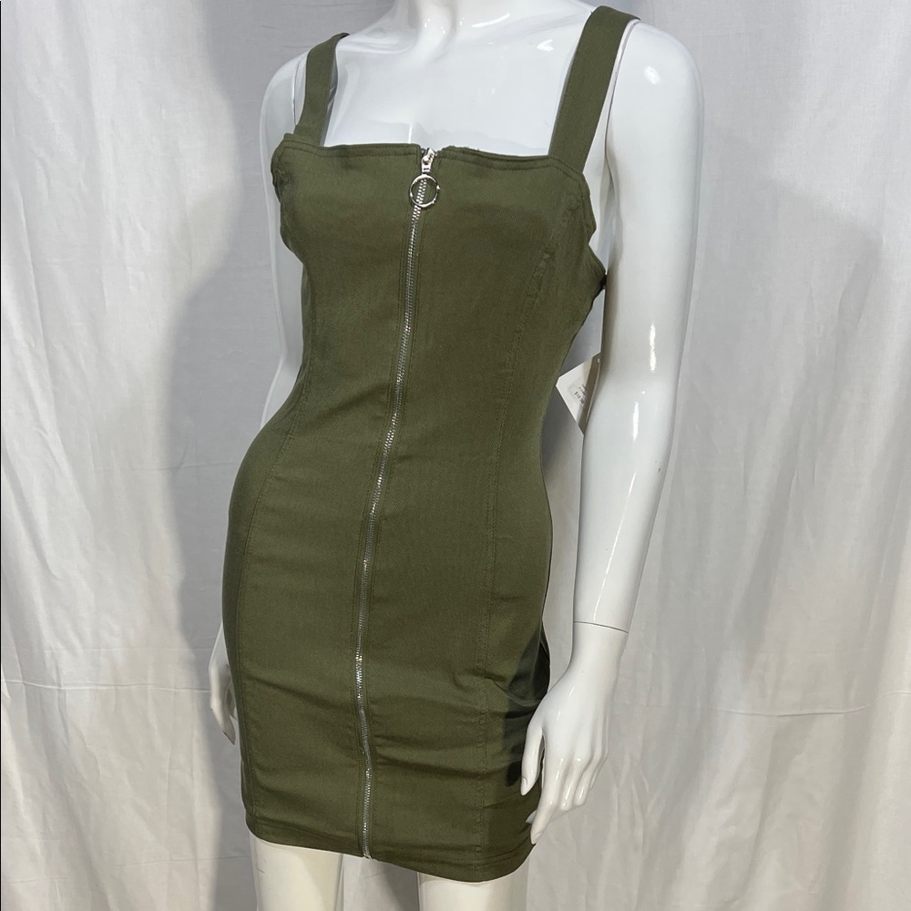 4 for 1..Chic Olive Green Zipper Dress